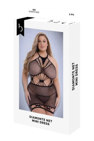 Baci Diamonte Net Mini Dress Black QS - Sukienka siateczkowa z wycięciami