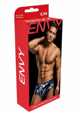 ENVY Camo Trunks Navy L/XL - bokserki z dog tagiem, oddychające