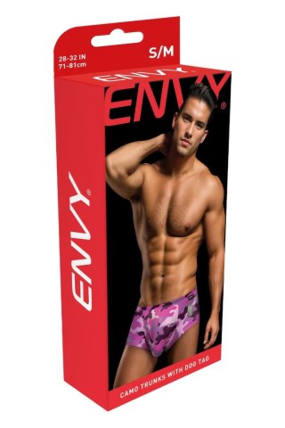 ENVY Camo Trunks Pink L/XL - bokserki z metką dog tag, kamuflaż