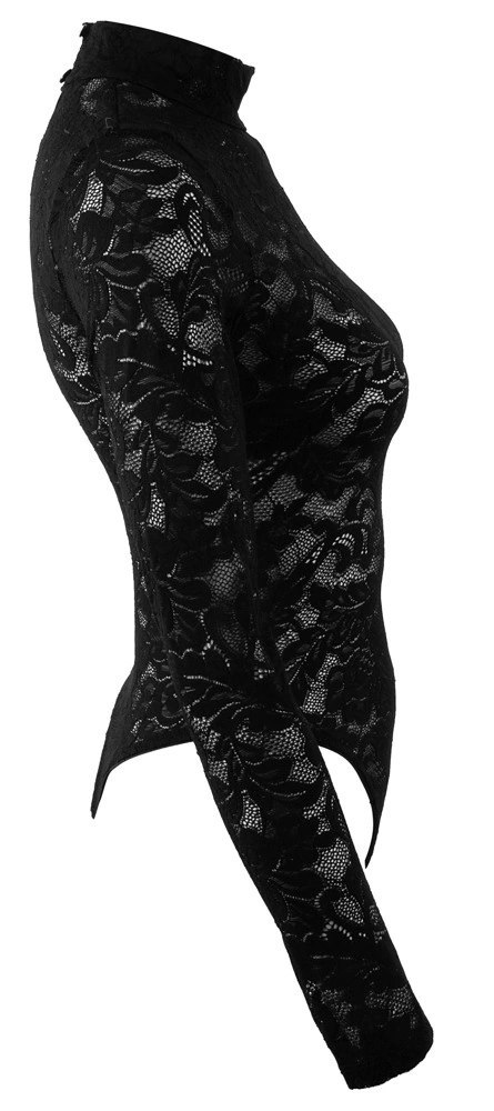 Cottelli LINGERIE Lace Body czarny L z długim rękawem i koronką
