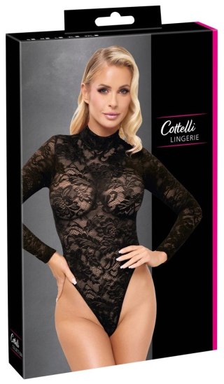 Cottelli LINGERIE Lace Body czarny S z długim rękawem i koronką