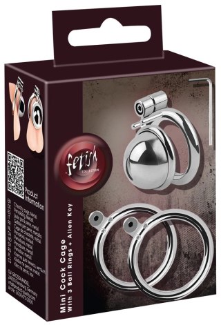 Fetish Collection Mini Cock Cage metalowy system zabezpieczający 4,3 cm