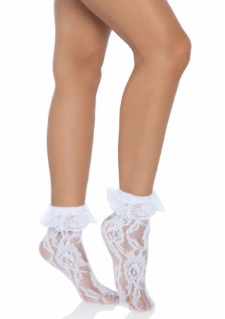Leg Avenue Liora Socks z Koronki z Falbanką Białe Uniwersalne