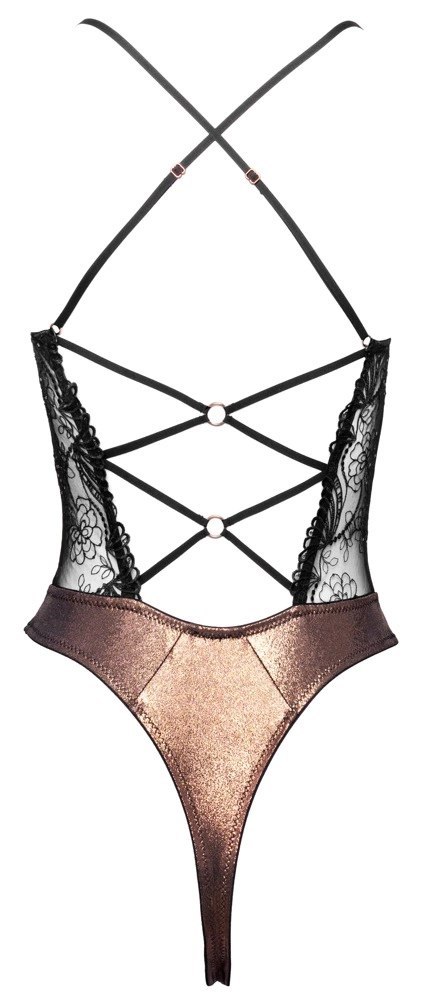 Cottelli LINGERIE Body Copper L - miedziany połysk, koronka, rozmiar L