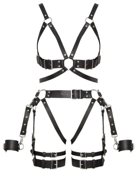 ZADO Leather Harness Set L/XL - skorzany zestaw uprzęży z kajdankami