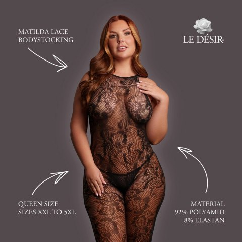 Le Desir Matilda Lace Bodystocking Queen Size czarny XXL-5XL elegancki koronkowy