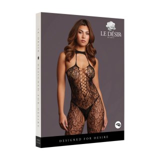 Le Desir Sweeney Bodystocking One Size Czarny - Koronkowy Halterneck S-L XL