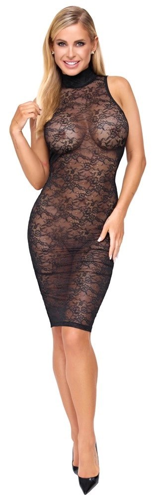 Cottelli LINGERIE Lace Dress M czarna koronkowa sukienka midi