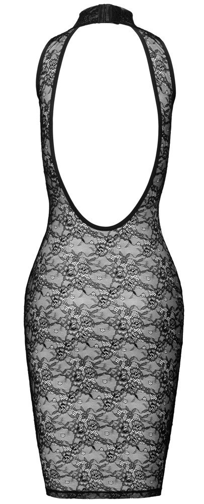 Cottelli LINGERIE Lace Dress S czarna koronkowa sukienka midi bez rękawow