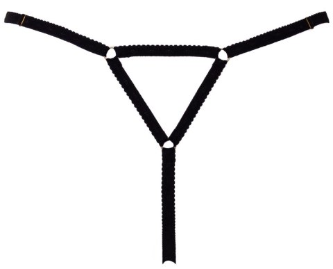 Cottelli LINGERIE String Flowers S-L czarny z kwiatami i cyrkoniami