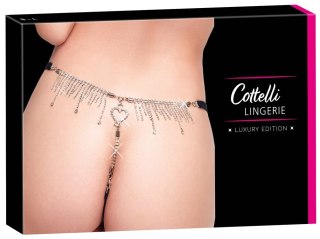 Cottelli LINGERIE String Rhinestones S-L czarny z koronką i kryształkami