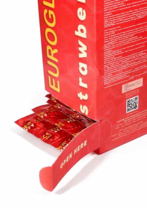 Euroglider Strawberry 144 szt. - prezerwatywy truskawkowe, 53 mm, lateks
