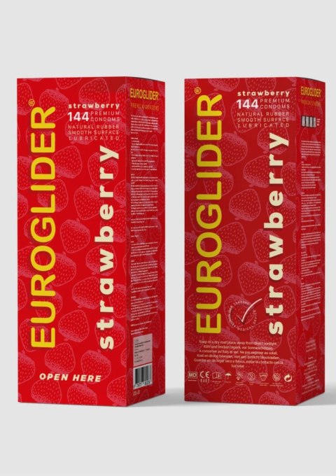 Euroglider Strawberry 144 szt. - prezerwatywy truskawkowe, 53 mm, lateks