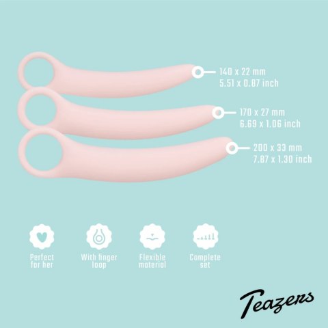 Teazers Dilator Set 3 sztuki silikonowy rożowy - stopniowany rozmiar