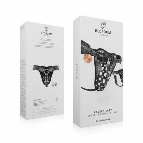 Bedroom Fantasies Chastity Cage Panty Black - pas z klatką i zamkiem