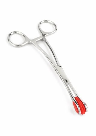 Mr. Steel Tongue Forceps Luxe stal nierdzewna z blokadą i gumowymi końcowkami