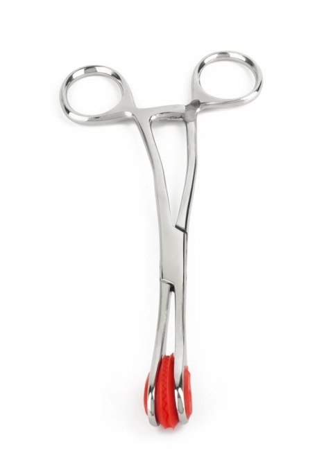 Mr. Steel Tongue Forceps Luxe stal nierdzewna z blokadą i gumowymi końcowkami