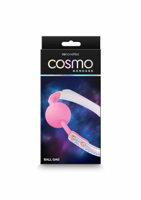 Cosmo Bondage Ball Gag holograficzny, regulowany, winylowy, Rose Gold