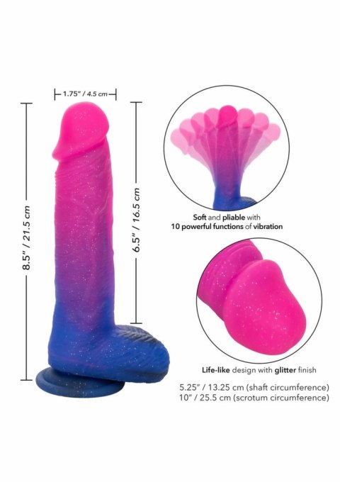 CalExotics Ombre Hombre XL - silikonowa maszyna intymna z wibracjami, brokatowa, fioletowa