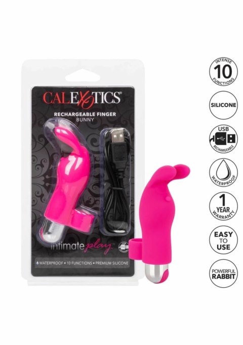 CalExotics Rechargeable Finger Bunny silikonowy mini masażer USB rożowy