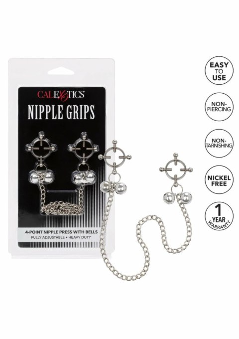 CalExotics 4 Point Nipple Press z dzwoneczkami - regulowany system