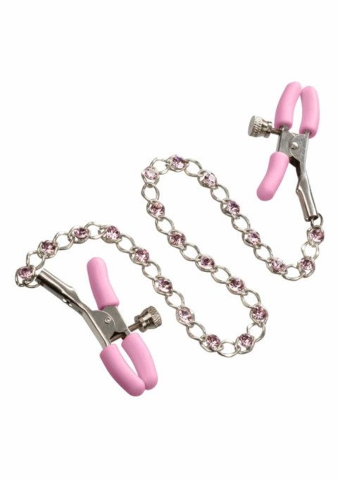 CalExotics Crystal Chain Nipple Clamps z kryształkami, regulowane
