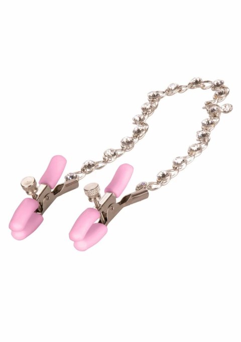 CalExotics Crystal Chain Nipple Clamps z kryształkami, regulowane