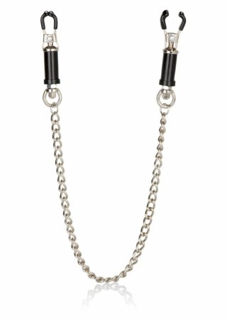 CalExotics Superior Nipple Clamps regulowane z łańcuszkiem, srebrne