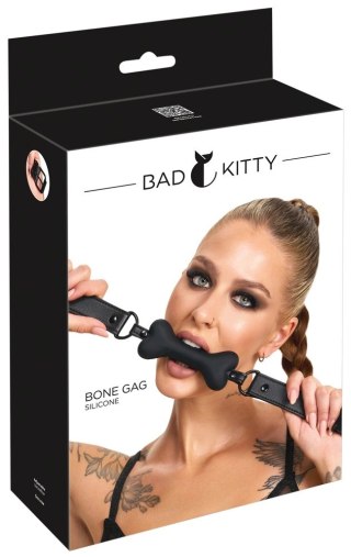 Bad Kitty Gag Dog Bone silikonowy knebel kostka regulowany czarny
