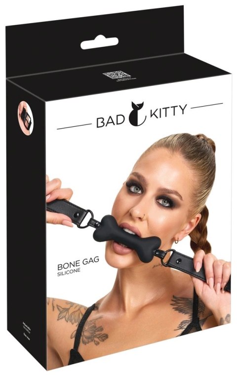 Bad Kitty Gag Dog Bone silikonowy knebel kostka regulowany czarny