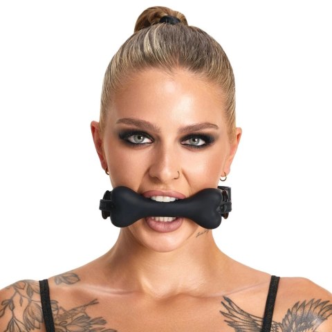 Bad Kitty Gag Dog Bone silikonowy knebel kostka regulowany czarny