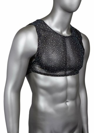 CalExotics Radiance Crop Top - top damski z siateczki i kryształkami, czarny