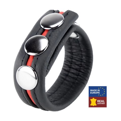 Red Leather Regulowany pasek skorzany czerwony 22 mm - system zatrzaskowy