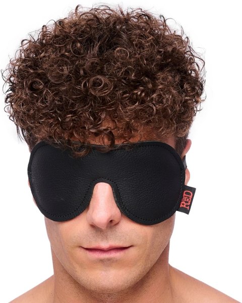 Red Leather Skorzana Maska na Oczy Black, ręcznie wykonana, unisex