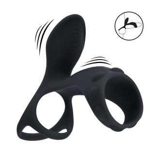 LEVELZ Vibration Silicone - czarny pierścień intymny z dodatkową pętlą
