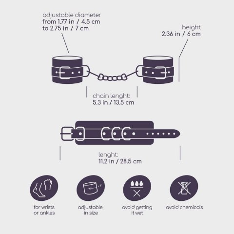 Bondage Love skorzane kajdanki regulowane czerwone unisex