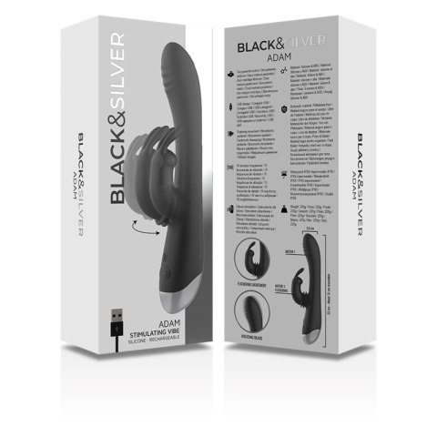 BLACK&SILVER Adam Czarny - Intymny masażer silikonowy z podwojnym silnikiem
