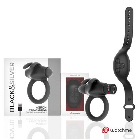BLACK&SILVER Agron - pierścień silikonowy z pilotem WATCHME, czarny