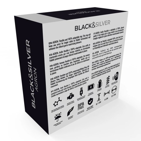 BLACK&SILVER Agron - pierścień silikonowy z pilotem WATCHME, czarny