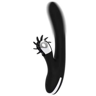 Black & Silver Johnny Vibe Bunny - silikonowy model z wibracjami USB 24 cm