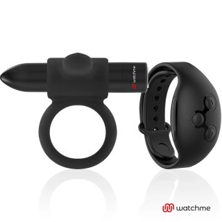 Black&Silver Cameron - Pierścień wibracyjny z zegarkiem WatchMe, czarny