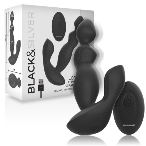 Black&Silver Cora - silikonowy wibrujący korek z pilotem, unisex, IPX6