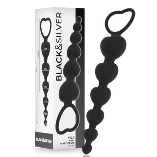 Black&Silver Milan Łańcuch Serc Silikonowy 18 cm, czarny, 5 elementow