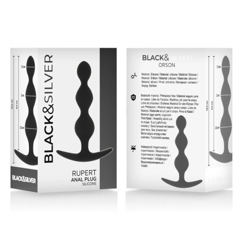 Black&Silver Rupert kulkowy łańcuszek silikonowy 10,5 cm czarny