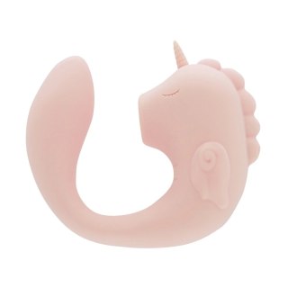 Unihorn C-Horse Coral Throb silikonowy masażer dwusilnikowy 15 cm rożowy