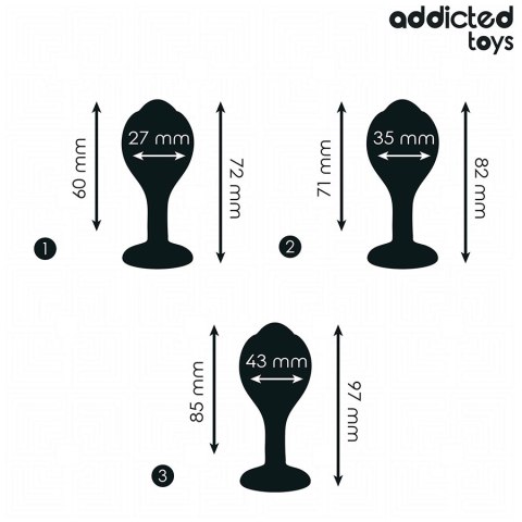 Addicted Toys Zestaw 3 ozdobnych zatyczek kulistych silikonowych