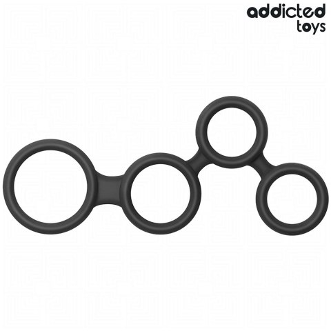 Addicted Toys - Pierścień anatomiczny z przegrodami, czarny, rozmiar uniwersalny