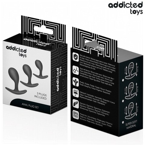 Addicted Toys Zestaw 3 zatyczek analnych silikonowych - rożne rozmiary
