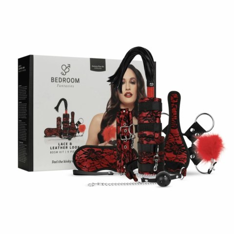Bedroom Fantasies Zestaw 8 Elementow Koronka & Skora Ekoskora Czerwony