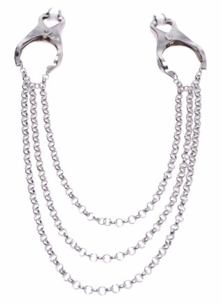 Affix Triple Chain metalowe zaciski z potrojnym łańcuchem - srebrne
